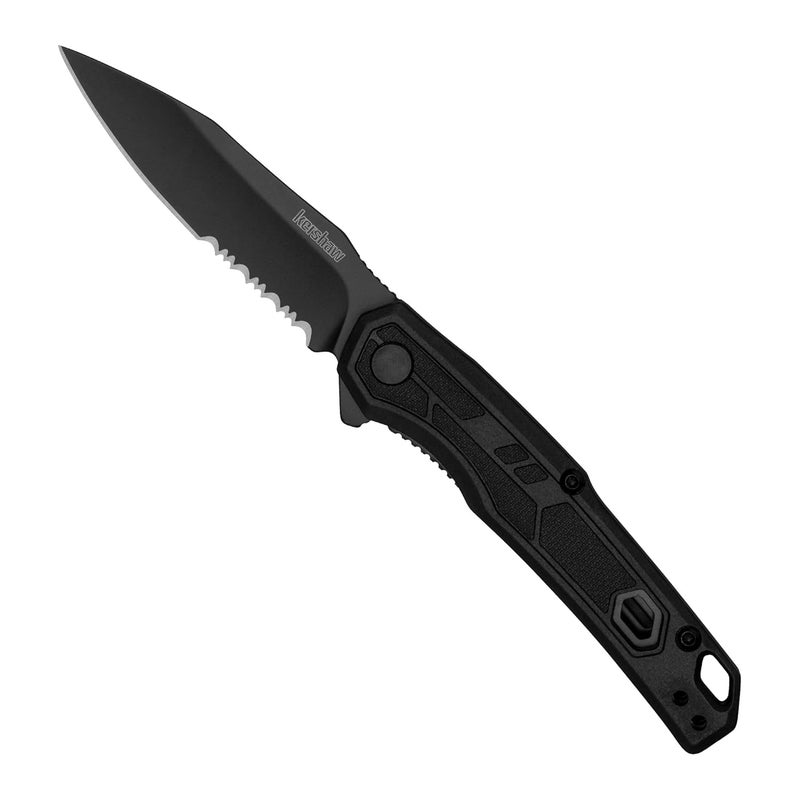 Kershaw Appa Folding Serrated Tactical Pocket Knife, Assisted Opening, 2.75 inch Serrated Black Blade and Handle, Small, Lightweight Every Day Carry - Image 2